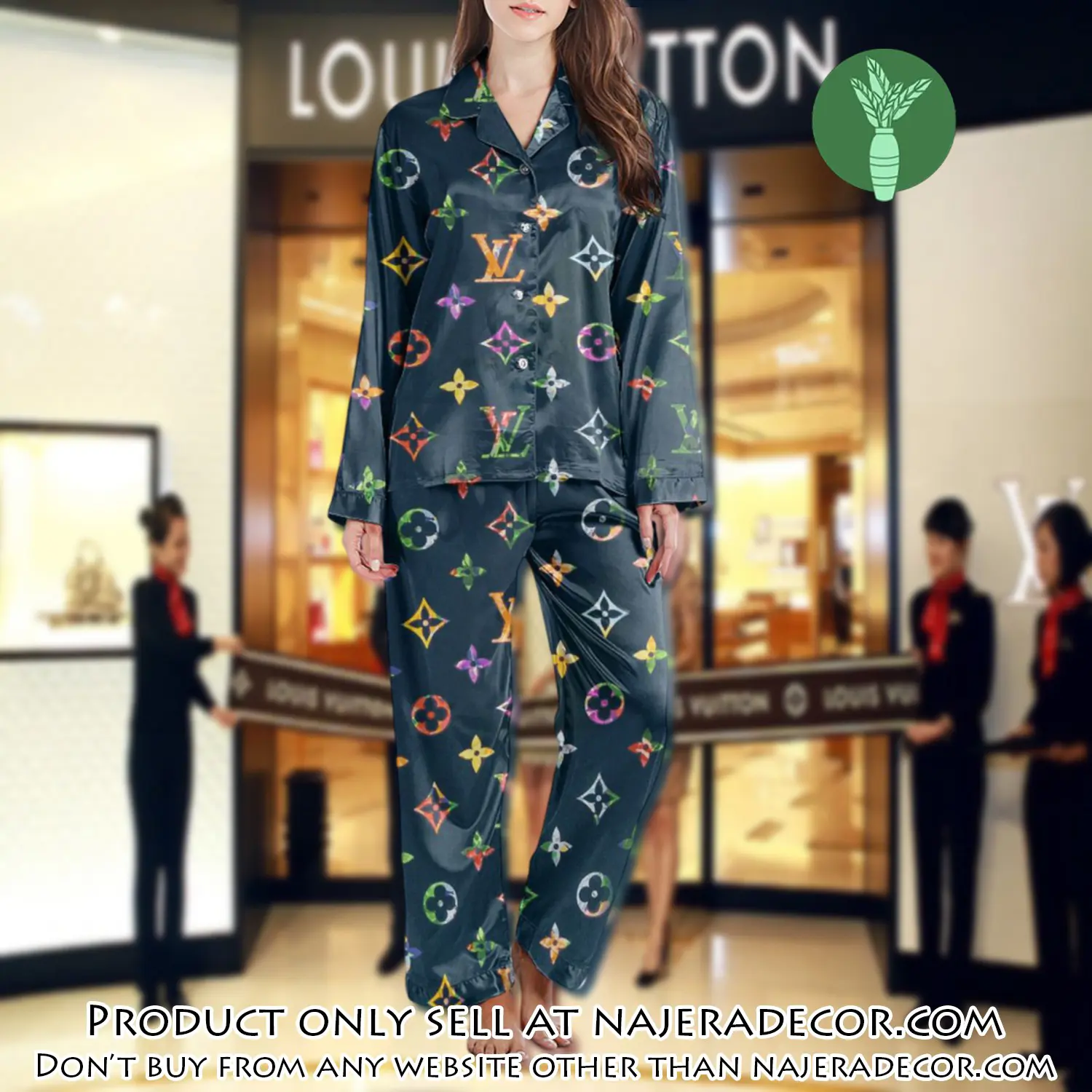 Lv monogram long satin pajama set pjs1012 njr3804971